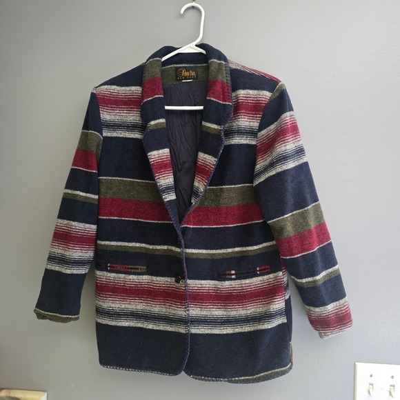 David Paul New York Jackets & Blazers - David Paul New York Boho Western Vtg Striped Wool Blend Blazer Jacket Medium